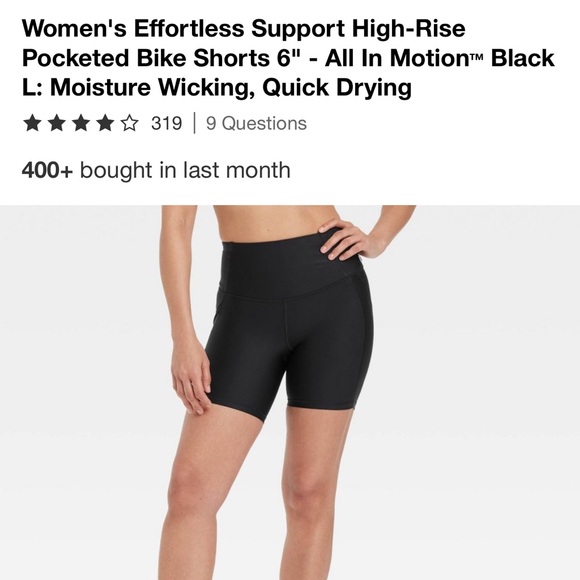 All in Motion 6” biker shorts- size large - Picture 1 of 9